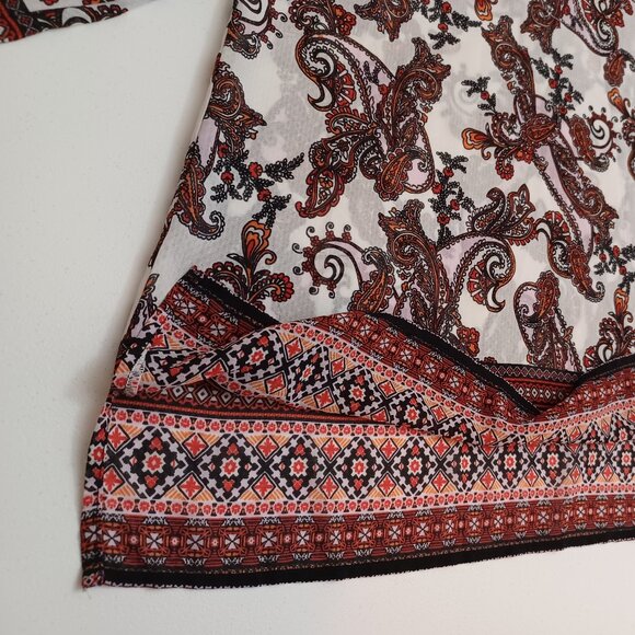 Women's Violet b. Sheer Hippie Boho Paisley Lightweight V-Neck Tunic Size Large - Picture 6 of 10